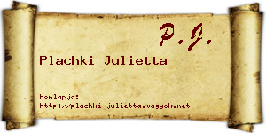 Plachki Julietta névjegykártya